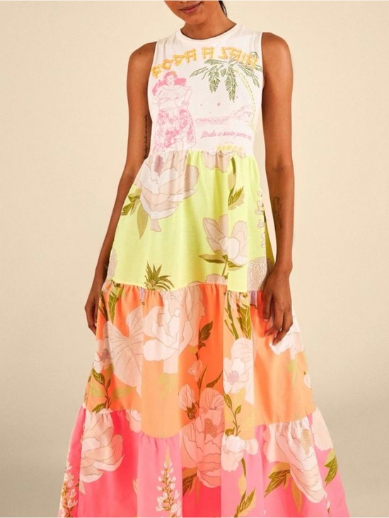 FARM Rio Dresses & Skirts - Farm Rio Maxi Tiered Dress 53” Length Cotton size Medium